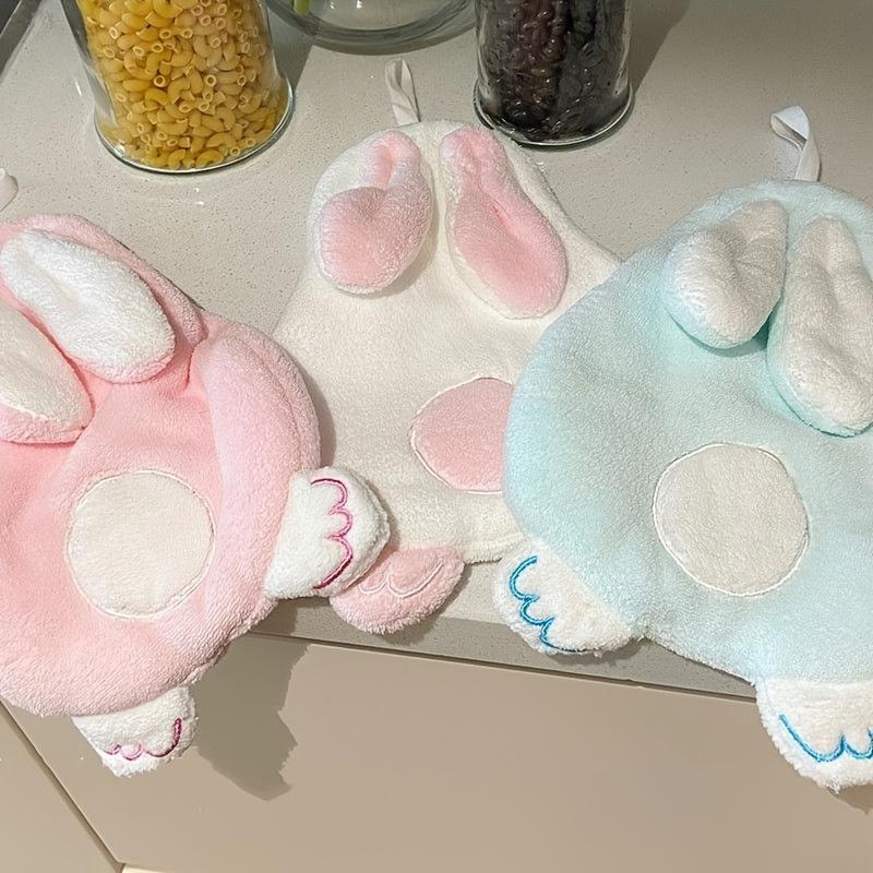 1pc Hand Towel Made of Soft Coral Features a Charming Cartoon Rabbit Design,Is Thick And Absorbent,for Both The Bathroom Kitchen
