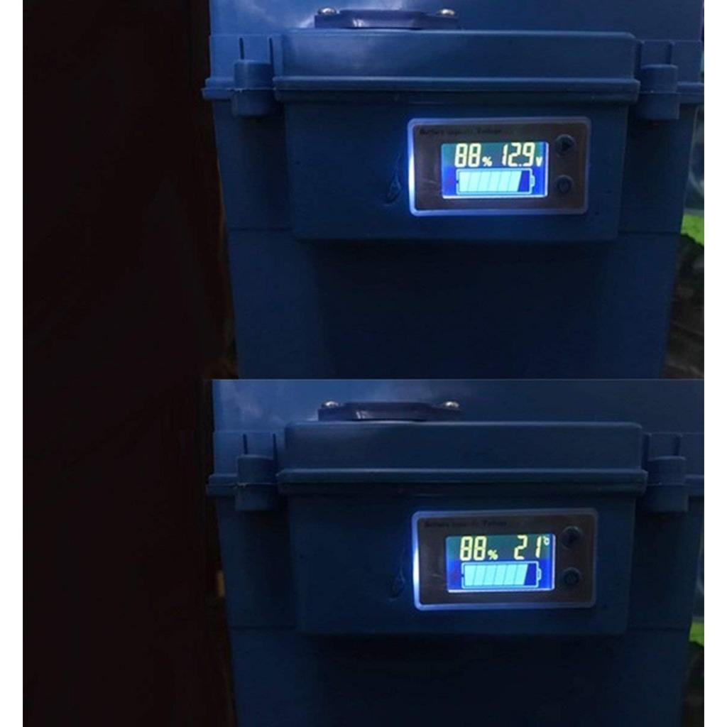Contor de putere LCD multifuncțional pentru baterii cu plumb acid, contor de tensiune cu afișaj de temperatură, afișaj pentru baterie, afișaj de tensiune, 12V