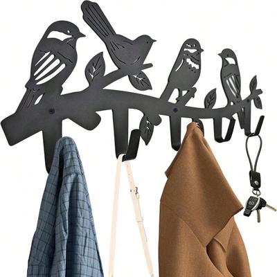 Animal Shaped Metal Wall Hook Key Holder Organizer Black for Living Room Corridor Office