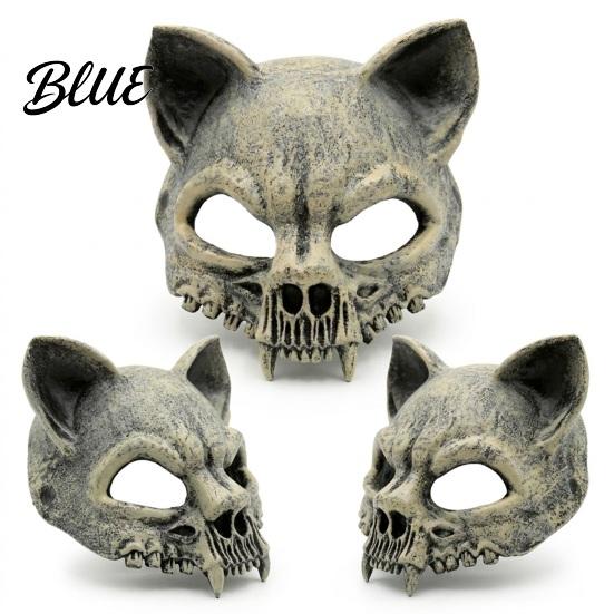 Pressure Free Masque Animal Skull for Adults Scary Cat Half Face Dark Style Cosplay Prop Masque Creepy Skeleton Halloween Party Accessory