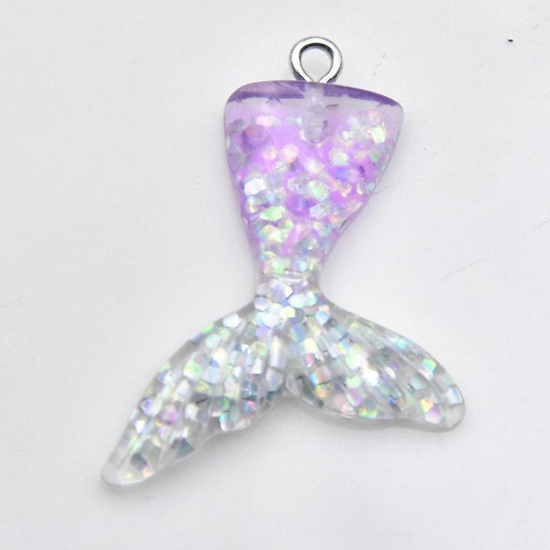 Gradient Resin Mermaid Tail Keychain Pendant Earrings - DIY Jewelry Accessory
