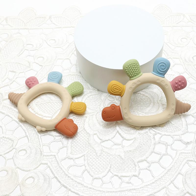 Baby Dinosaur Silicone Teething Toys BPA Free Easy to Grip Infant Care Teether Chewing Toy for Newborn Gift Babies Accessory 3