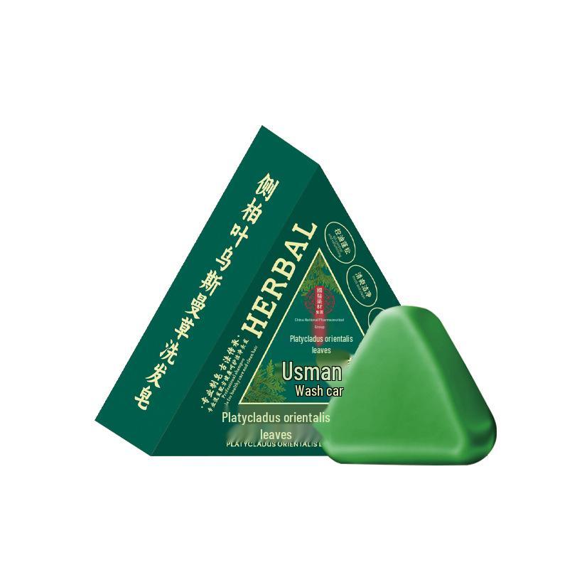 Ručně vyráběné šamponové mýdlo z cypřišových listů s Polygonum Multiflorum a bylinou Usma pro růst a výživu vlasů - Autentická čínská léčivá receptura