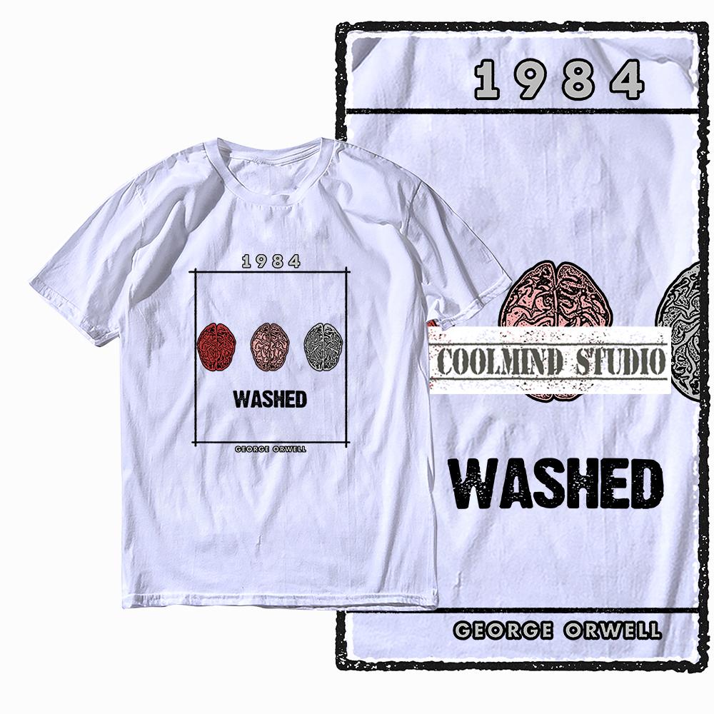 Coolmind X0002 100% Cotton Big Size 1984 Print Exclusive Graphic Men T Shirt Loose Men Tshirt Casual T-shirt for Men Tees