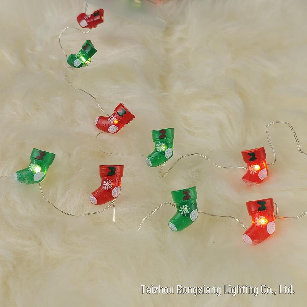 LED Christmas String Lights - Santa, Candy Cane & Snowman Designs with Battery Box, Copper Wire Decoration