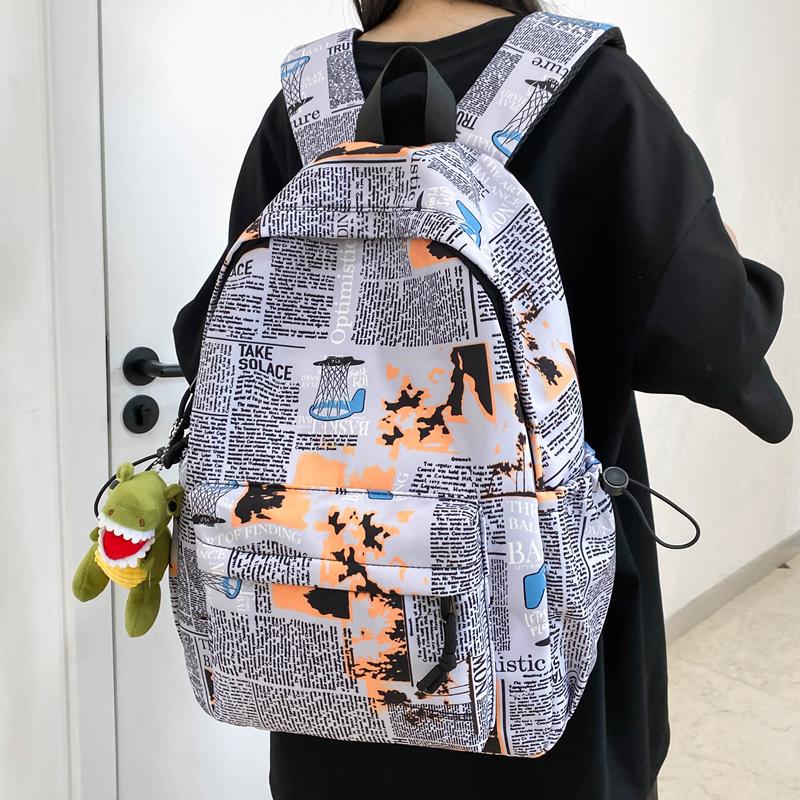 Rucksack mit Graffiti-Print, große Kapazität, Partnerrucksack, Schülerschultasche