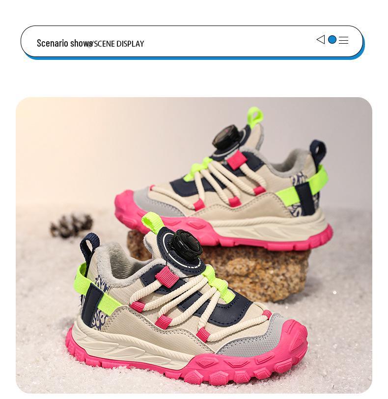 Boys' Winter 2024 Running Shoes: Soft Sole, Velvet-Lined, Casual Sneakers for Big Kids