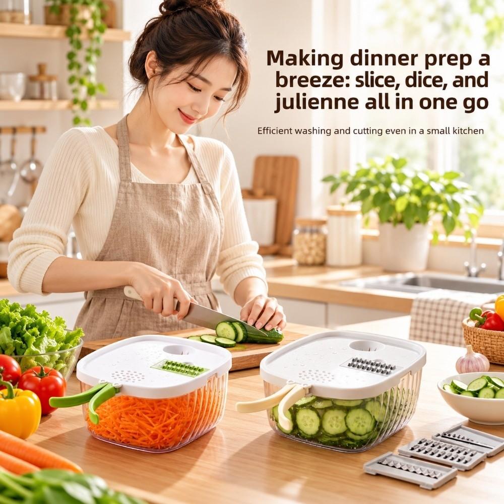 Large Capacity Veggie Cutter Potato Cucumber Slicer For Onions Potatoes Carrots & Cucumbers