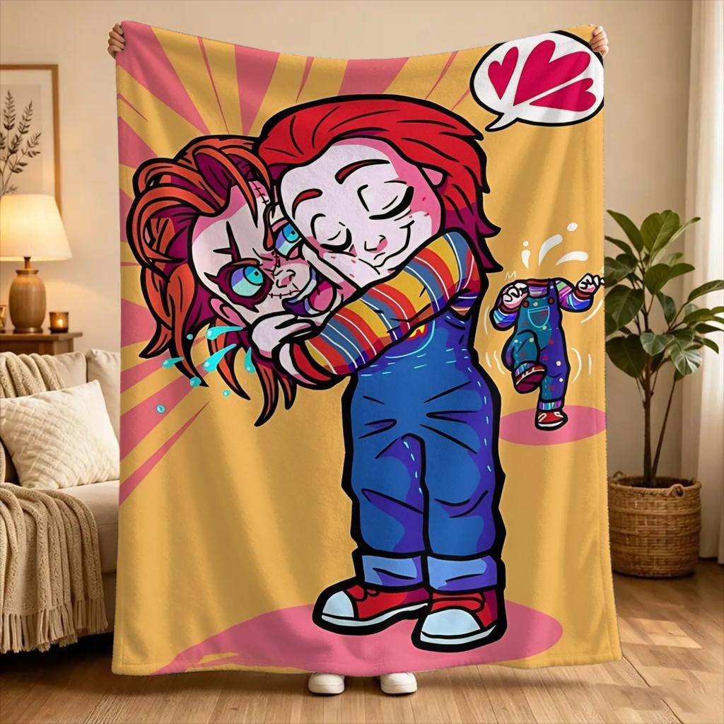 Play Chucky Slasher 1988 Warm Blanket  Picnic Plush Throw Blanket Fluffy Living Room Flannel Bedspread Sofa Bed Cover