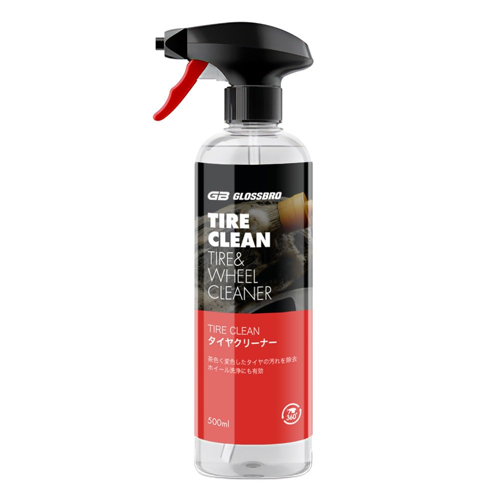 GLOSSBRO Tire Clean thoroughly removes stubborn dirt from tires and Gentle on it prevents deterioration and restores the original Powerful and brake