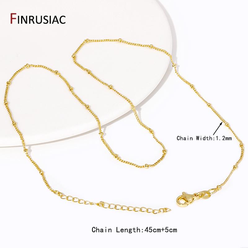 Wholesale 18K Gold Plated Brass Satellite Beaded Chain Necklace, 1.2mm Thin Twisted Chain For DIY Necklace Making Accessories 1 Pcs