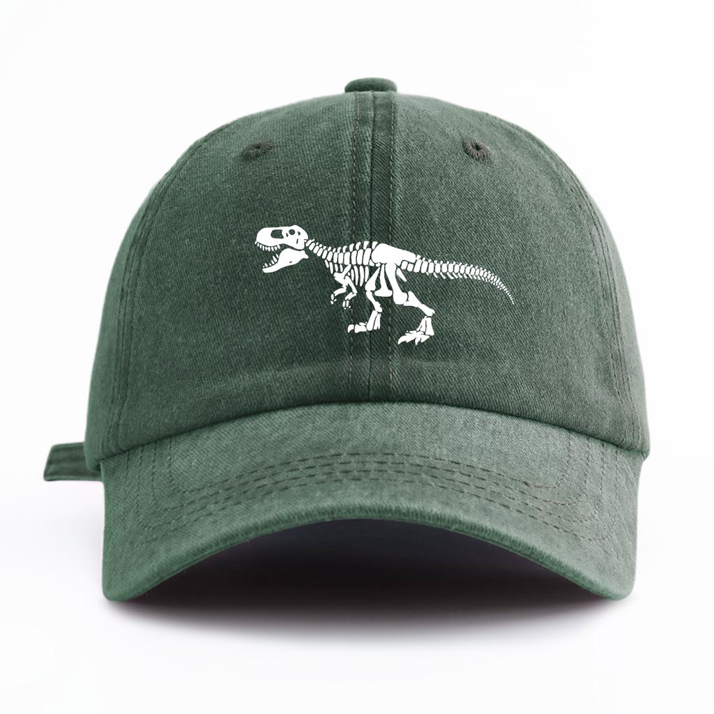 1 Stück T-Rex-Aufdruck Gewaschene Baseballkappe für Erwachsene Minimalistischer Retro-Stil Lässig Weich Verstellbar Papa-Hut Perfekt als Geschenk