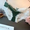 Lady Summer Sexy Lace Stitching Love Mesh Satin Breathable Triangle Briefs