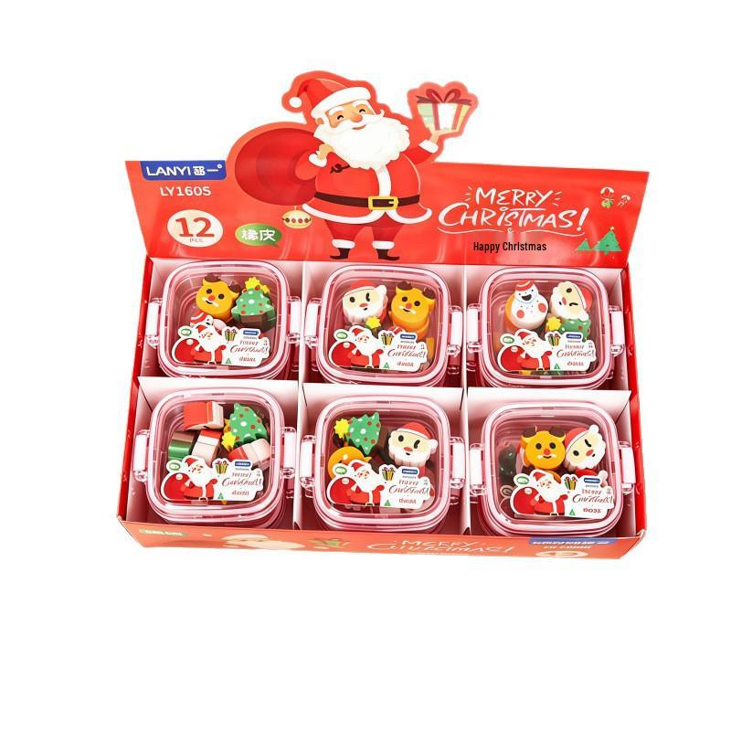 3D Cartoon Christmas Eraser - Cute Holiday Gift for Students and Kindergarten Prizes