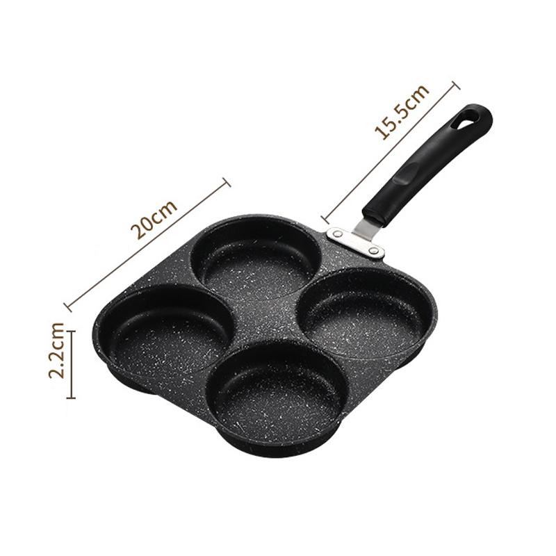Egg Burger Frying Pan Nonstick Wooden Handle Multifunctional Kitchen Cookware for Pancake Burger Breakfast Universal Stove