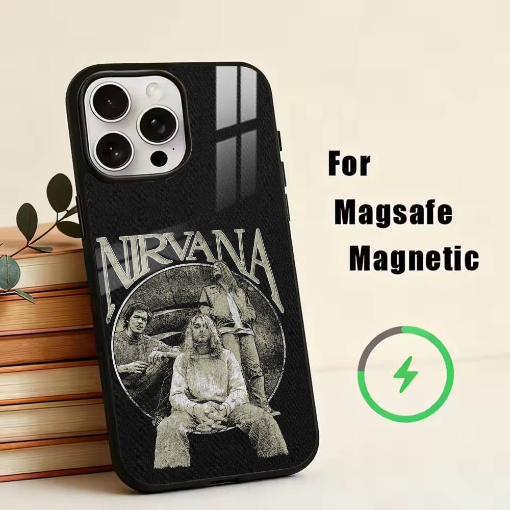 N-Nirvana  Phone Case For iPhone17,16,15,14,13,12,11 Plus,Pro Magnetic For Magsafe Wireless Charging