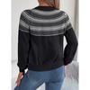 Damen Herbst-Winter Vintage Farbkontrast gestreifter Langarmpullover