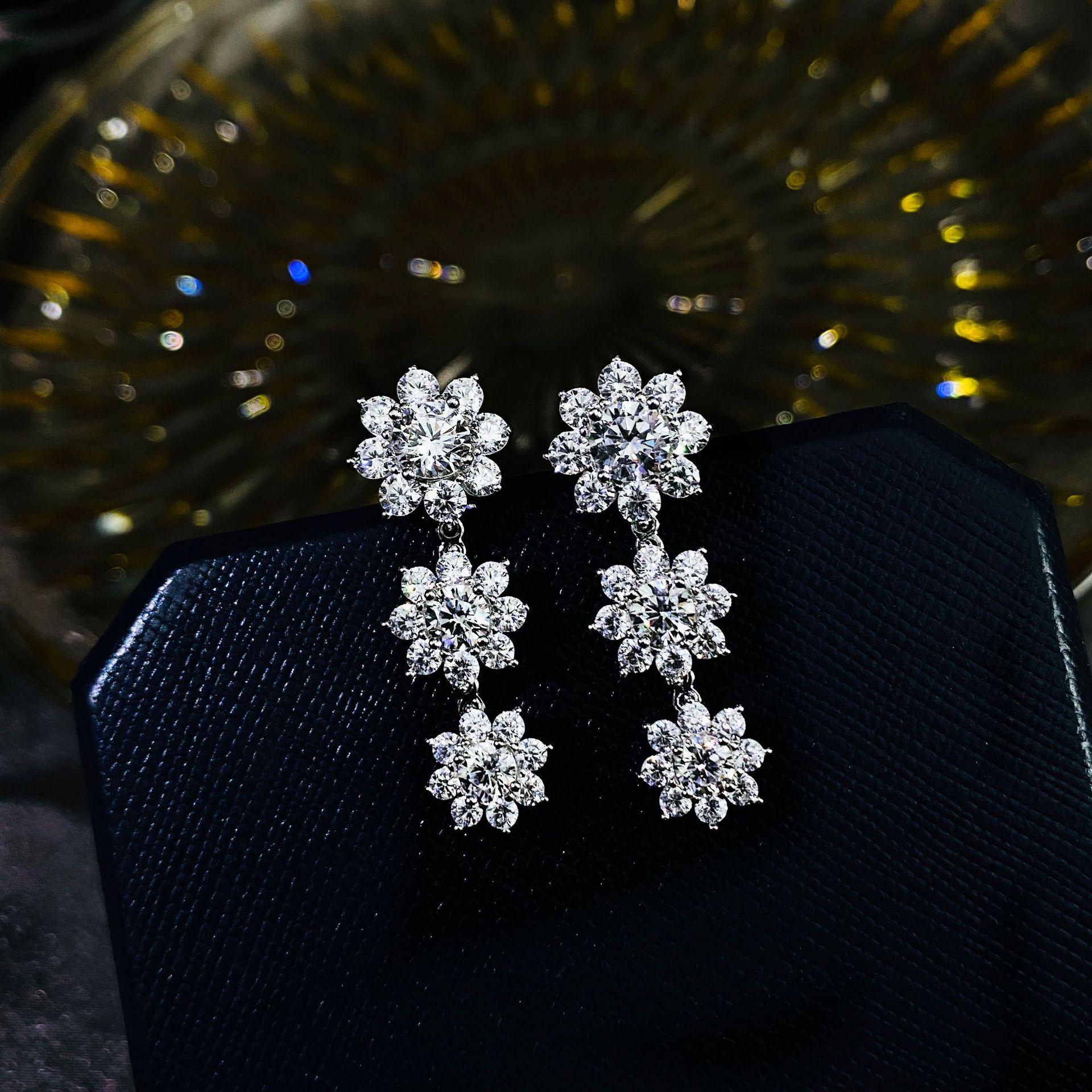 

Gica Gema 5A Серьги с цирконом, серебро 925 пробы, уникальный дизайн, романтическая форма цветка, изящные серьги, ювелирные изделия, подарки для свадебной вечеринки, новая тенденция 925 Silver белый