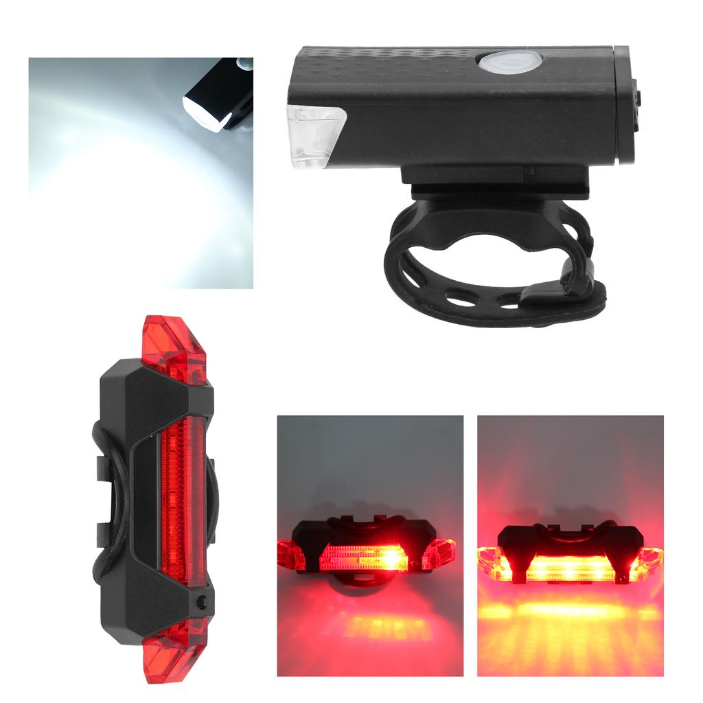 Bicycle Headlights Taillights Set USB Charging Warning Intelligent Sensing Light Cycling