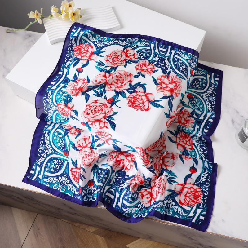 Silk Women's Square Scarf - Chinese Style Headscarf for Spring, Summer, Autumn - Neck Protection & Warmer - Elegant Thin Mom Style