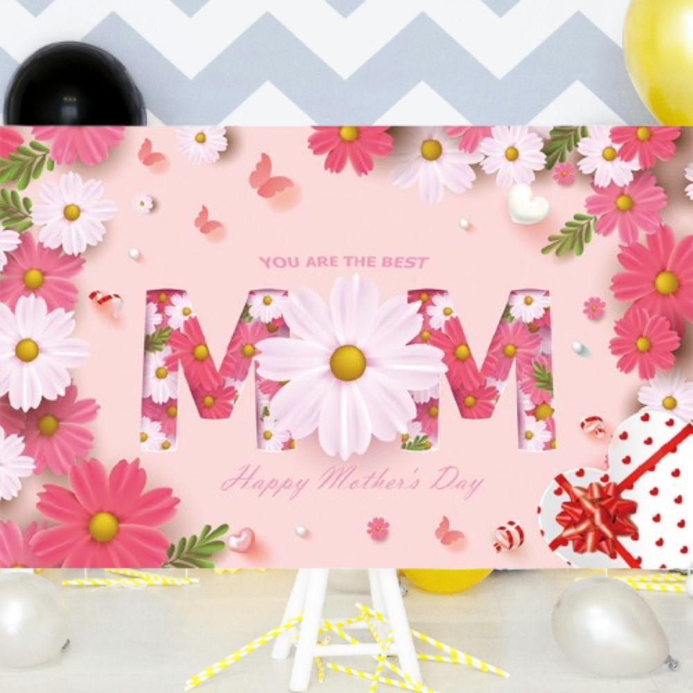 Pink Happy Mother’s Day Backdrop Flower Butterfly Flower Hanging Background  Home Party Decor