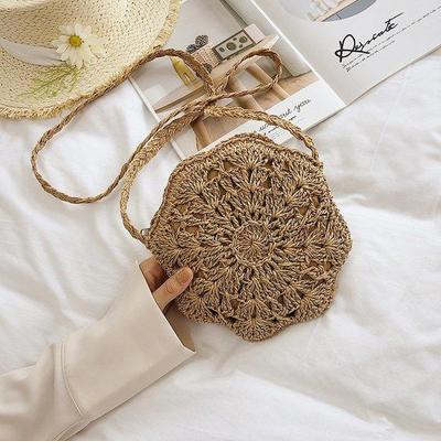 Fashion Round Straw Crossbody Bags for Women Handmade Woven Rattan Travel Beach Messenger Bag