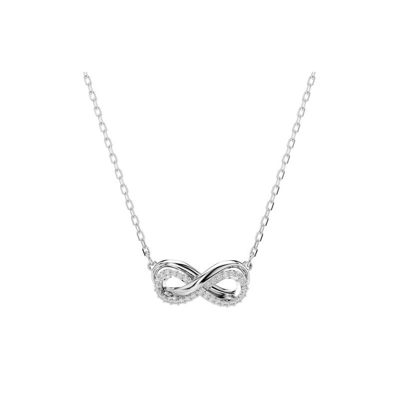 Swarovski Hyperbola Infinity Symbol Pendant Cubic Zirconia Rhodium Plated Crystal Necklace Women s Silver 5687265