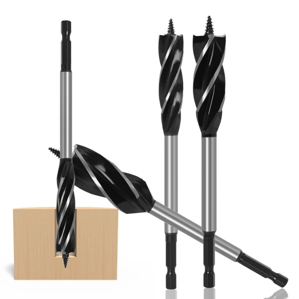 with Hex Shank Auger Drill Bit Four-slot Wood Fast Cut Auger Twist Drill Bit Set Woodworking
