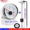 Marine Boat Car 52mm Fuel Level Gauge with Alarm 240-33OHM Oil Level Sensor Waterproof Oil Tank Meter Red Light 12V24V