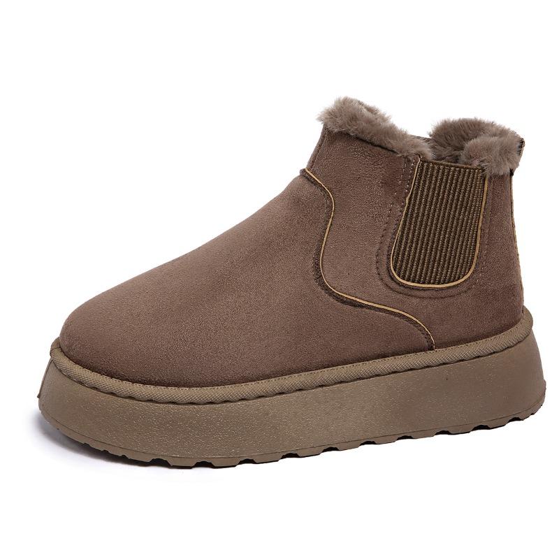 Women's Platform Snow Boots, Plush Lined Round Toe Booties, Winter Slip-On Ankle Boots for Women