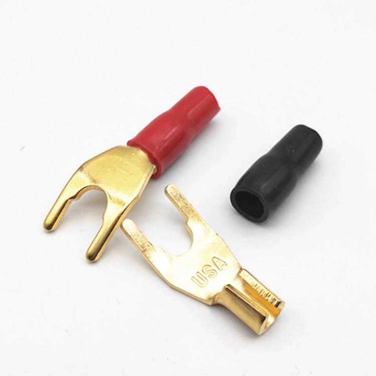 Gold-Plated Copper Speaker Cable with Soft Rubber, Red & Black Banana, Y or U-Type Plugs