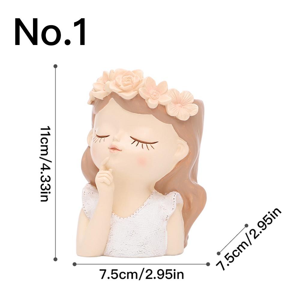 Cute Girl Flower Pot Succulent Pot Resin Planter Home Decoration Desktop Ornaments Garden Supplies Bonsai Plant Pot