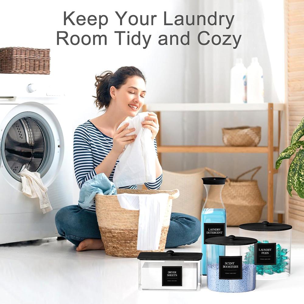 3+1 Pack Laundry Pods Containers & Dryer Sheet Holder & Laundry Detergent Dispenser, Laundry Room Organization and Storage Jars