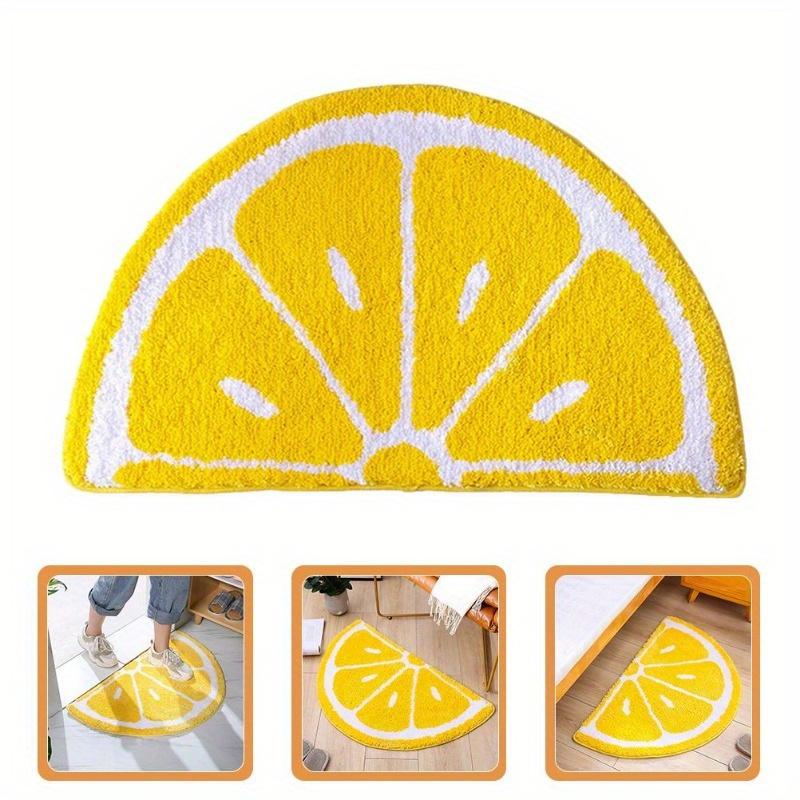 Cute Lemon Slice Patterned Mat - Absorbent, Non-Slip, Half-Round Mat for Home, Bathroom, Kitchen, and Living Room Decor, Lemon Kitchen Deco