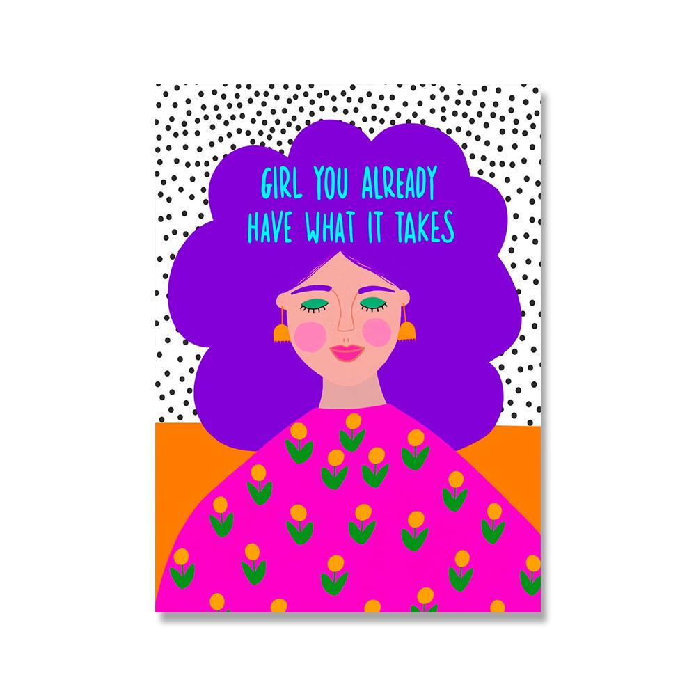 Positive Kind Girl Quote Poster Wall Art Print Abstract Pink Flower Canvas Painting Colorful Boho Living Room Home Decor Picture