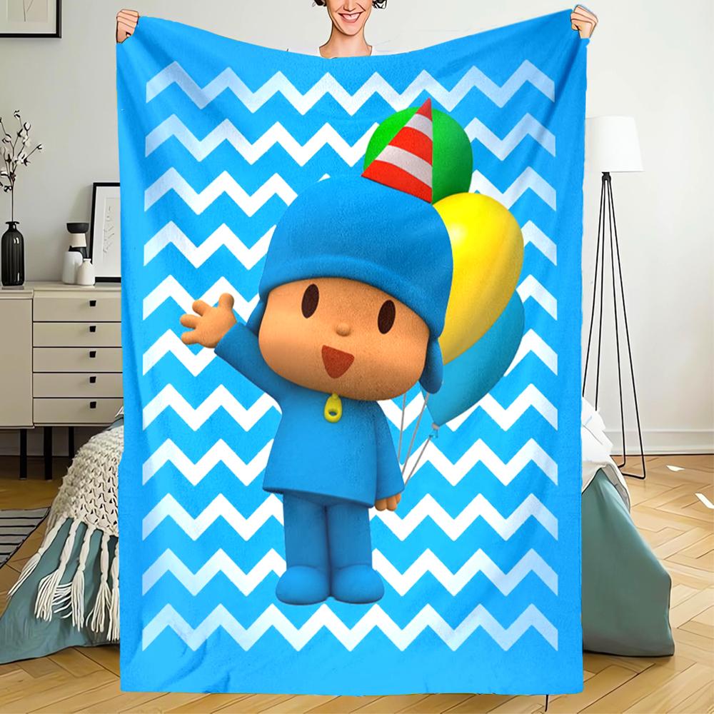 Pocoyo Theme Printed Blanket - Perfect for Couch, Bed, Travel & Outdoor Use | Machine Washable, Cozy & Durable.