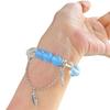 Aquamarine Quartz Rock Natural White Crystal Design Tassel Bracelet Bracelet