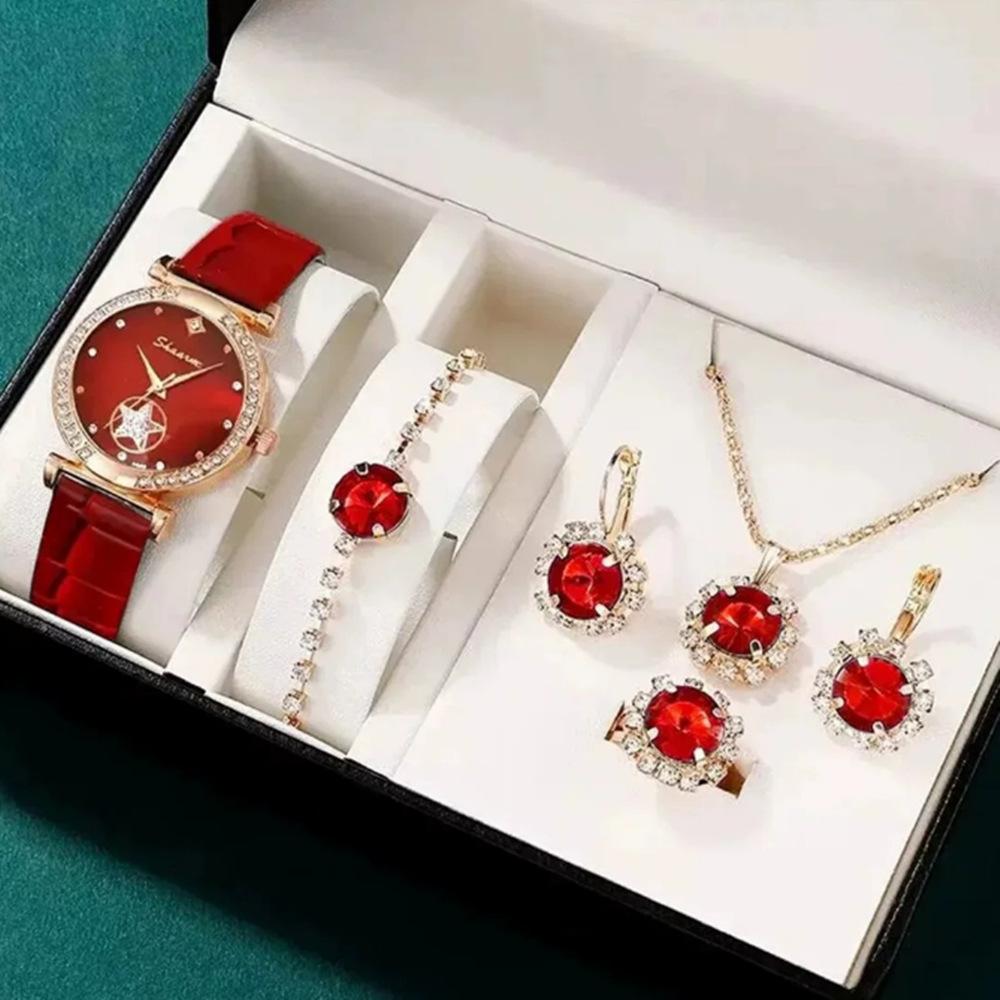 Popular Luxury Set, Bracelet Watch, Diamond-Encrusted Women'S Five-Piece Gift Box, Quartz Watch
