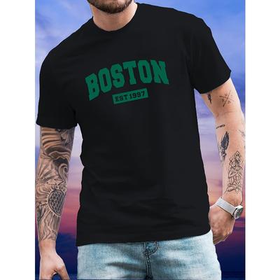 Mărimi Europene Tricou Bărbătesc cu Gât Rotund și Mânecă Scurtă cu Imprimeu Alfabet, Tricou Casual de Vară pentru Purtare Zilnică și Stațiuni de Vacanță