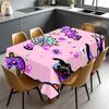 Pink Halloween Rectangle Tablecloth Sequin Pumpkin Ghost Bat Spider Web Table Cloth Waterproof Halloween Dining Party Decor
