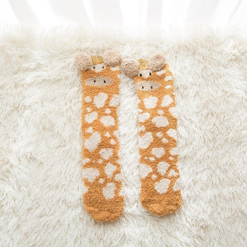 Winter Thermal Crew Socks Coral Fleece Sock Warmth For Women Men Home Comfort Cartoon Patterns