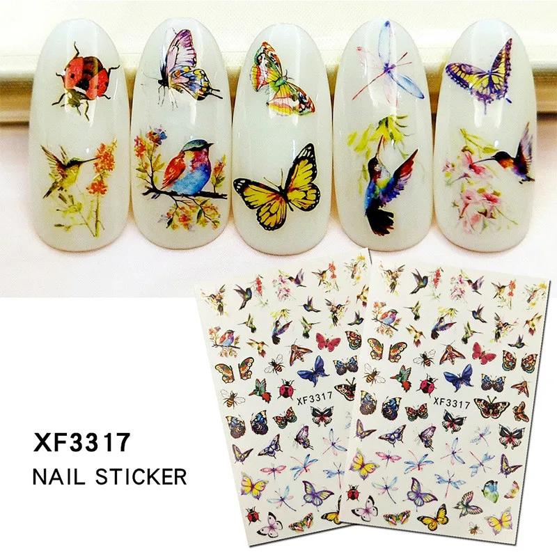 2 PCS/SET 3D Stickers Waterproof Cute Butterfly Nail Stickers Nail Decals Art Decorations