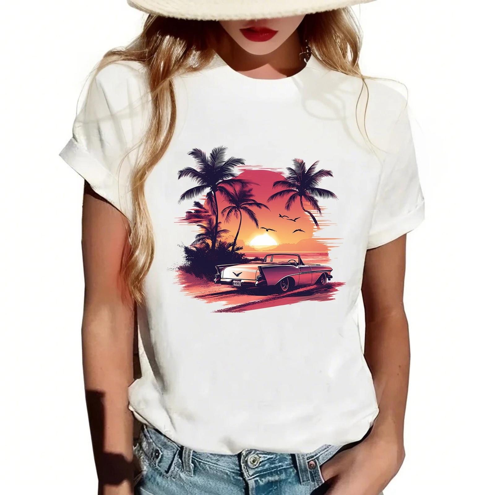 

Жіноча повсякденна футболка з круглим вирізом і короткими рукавами XL кавун червоний колір