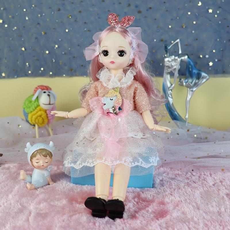 30CM Mini Movable Doll Girls Toy 3D Big Eyes BJD Princess Full Outfits Dresses Collection Childrens Doll Gift