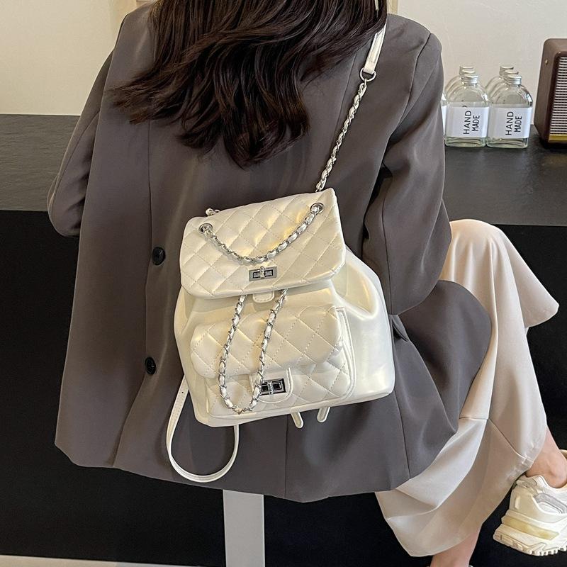 Mode Textur Rhombus gestickter Faden tragbare Umhängetasche Damen neue Kette Umhänge-Doppel-Schulter kleiner Rucksack