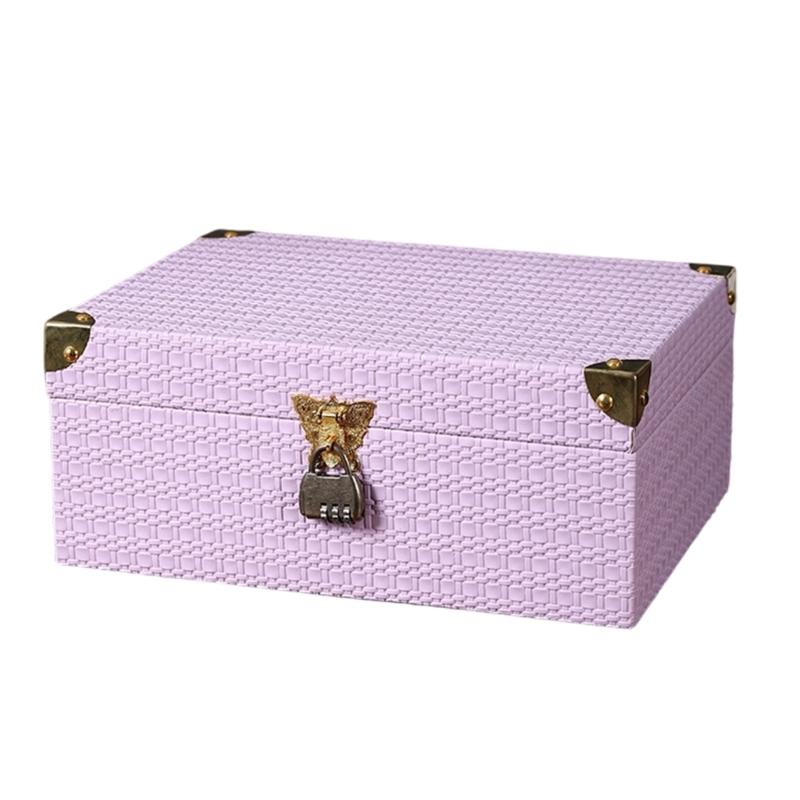 

Secure Lockable Leather Covered Wooden Storage Box Large Compartment for Organizing Valuables Documents and Daily Items