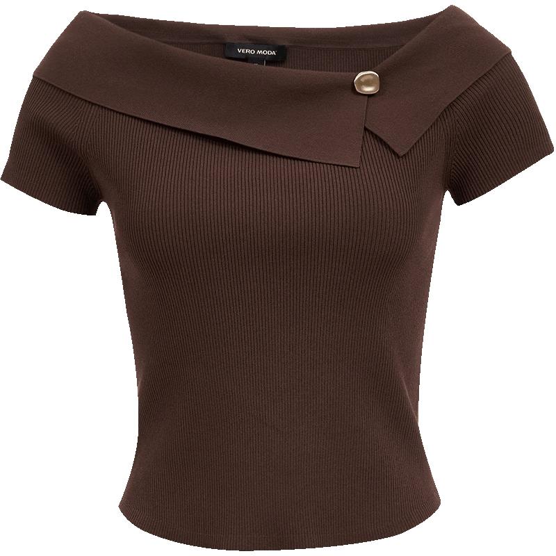 VEROMODA Women s Off-Shoulder Knit Top with Metal Buckle M