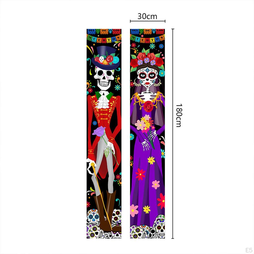 Halloween Banner Skeleton Couple Couples Hanging Durable Reusable Outdoor Flag for Event Supplies