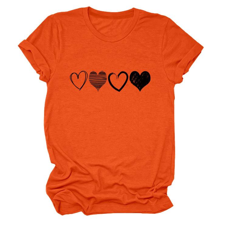 Fashion Trends Four Different Hollow-Out Love Women's Crew Neck Short Sleeve T-Shirts