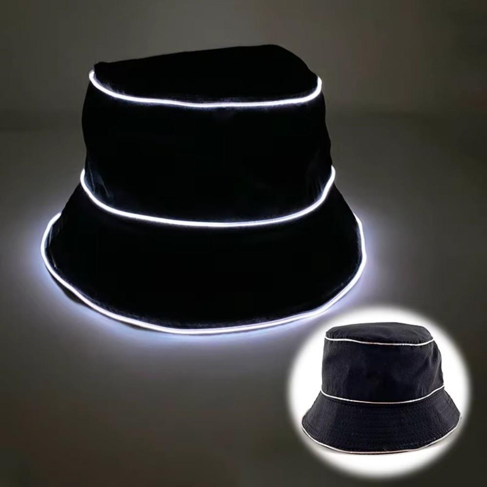EL Wire LED Bucket Hat Flashing Modes Glowing Light Cap Fashion Flashing Glow Hat  Birthday Party